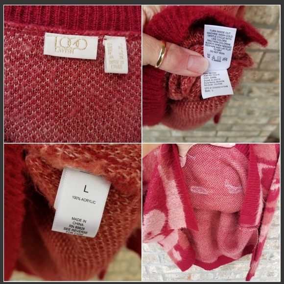 Lori Goldstein Logo Lounge Pink Brushed Camo Sequin V Neck Sweater (Wmns L) Soft - Picture 8 of 8